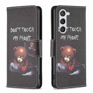 For Samsung Galaxy S23 5G Drawing Pattern Leather Phone Case(Bear)