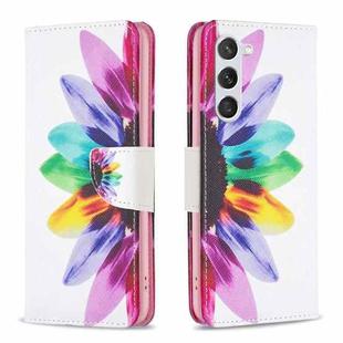 For Samsung Galaxy S23 5G Drawing Pattern Leather Phone Case(Sun Flower)