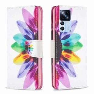 For Xiaomi 12T / 12T Pro / Redmi K50 Ultra Drawing Pattern Leather Phone Case(Sun Flower)