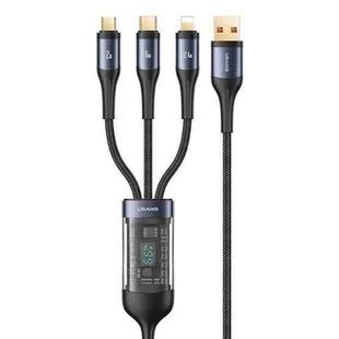 USAMS SJ582 U83 66W 3 in 1 Aluminum Alloy Transparent Digital Display Fast Charging Cable,Cable Length: 1.2m