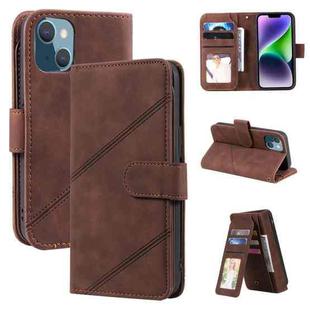 For iPhone 14 Skin Feel Multi-card Wallet Leather Phone Case(Brown)