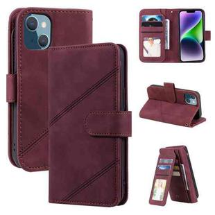 For iPhone 14 Plus Skin Feel Multi-card Wallet Leather Phone Case(Red)