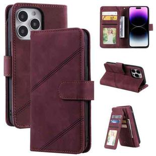 For iPhone 14 Pro Skin Feel Multi-card Wallet Leather Phone Case(Red)