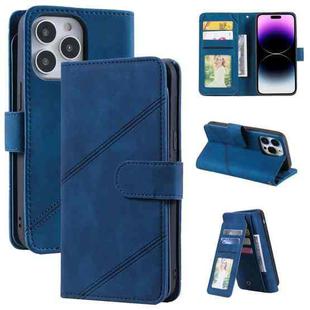 For iPhone 14 Pro Skin Feel Multi-card Wallet Leather Phone Case(Blue)