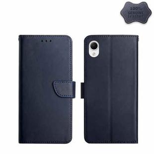 For Samsung Galaxy A23 5G JP Version Genuine Leather Fingerprint-proof Flip Phone Case(Blue)