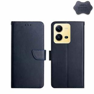 For vivo X80 Lite/V25 5G Genuine Leather Fingerprint-proof Flip Phone Case(Blue)