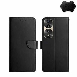 For Honor 70 Pro/70 Pro+ Genuine Leather Fingerprint-proof Flip Phone Case(Black)