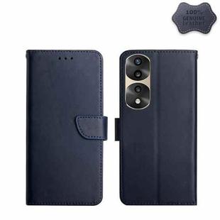 For Honor 70 Pro/70 Pro+ Genuine Leather Fingerprint-proof Flip Phone Case(Blue)