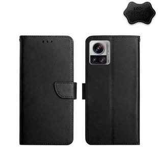 For Motorola Edge 30 Ultra/Moto X30 Pro Genuine Leather Fingerprint-proof Flip Phone Case(Black)