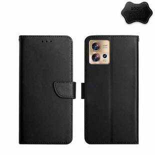 For Motorola Edge 30 Fusion/Moto S30 Pro Genuine Leather Fingerprint-proof Flip Phone Case(Black)