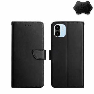 For Xiaomi Redmi A1 Genuine Leather Fingerprint-proof Flip Phone Case(Black)