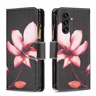 For Samsung Galaxy A14 5G Colored Drawing Pattern Zipper Leather Phone Case(Lotus)