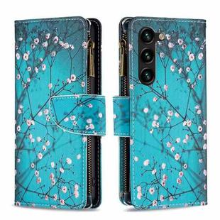 For Samsung Galaxy S23+ 5G Colored Drawing Pattern Zipper Leather Phone Case(Plum Blossom)