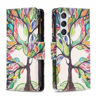 For Samsung Galaxy S23 5G Colored Drawing Pattern Zipper Leather Phone Case(Big Tree)