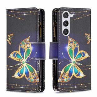 For Samsung Galaxy S23 5G Colored Drawing Pattern Zipper Leather Phone Case(Big Butterfly)