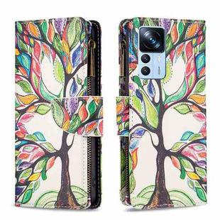 For Xiaomi 12T / 12T Pro / Redmi K50 Ultra Colored Drawing Pattern Zipper Leather Phone Case(Big Tree)