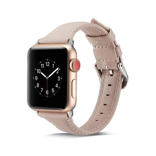 For Apple Watch 5/4 44mm & 3/2/1 42mm Thin Leather Watch Band(Pink)