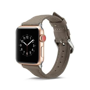 For Apple Watch 5/4 44mm & 3/2/1 42mm Thin Leather Watch Band(Grey)