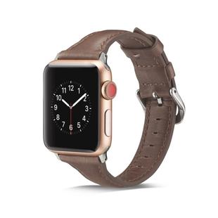 For Apple Watch 5/4 44mm & 3/2/1 42mm Thin Leather Watch Band(Coffee)