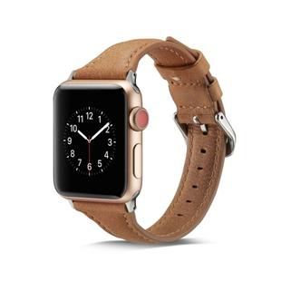 For Apple Watch 5/4 44mm & 3/2/1 42mm Thin Leather Watch Band(Brown)