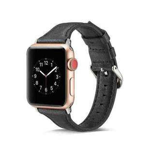 For Apple Watch 5/4 40mm & 3/2/1 38mm Thin Leather Watch Band(Black)