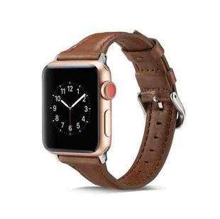 For Apple Watch 5/4 40mm & 3/2/1 38mm Thin Leather Watch Band(Dark Brown)