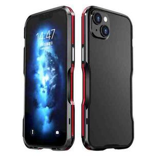 For iPhone 14 Sharp Edge Magnetic Shockproof Metal Frame Phone Case(Black Red)