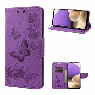 For Samsung Galaxy A23e / A23s Butterfly Embossed Horizontal Flip Leather Phone Case(Purple)