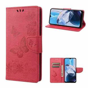 For Motorola Moto E22 / E22i Butterfly Embossed Horizontal Flip Leather Phone Case(Red)