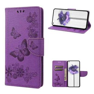 For Nothing Phone 1 Butterfly Embossed Horizontal Flip Leather Phone Case(Purple)