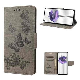 For Nothing Phone 1 Butterfly Embossed Horizontal Flip Leather Phone Case(Grey)