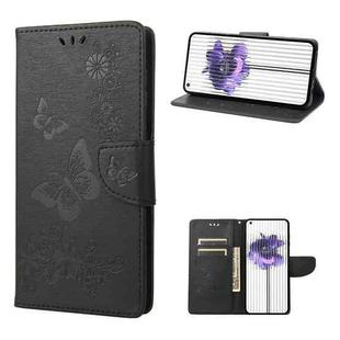 For Nothing Phone 1 Butterfly Embossed Horizontal Flip Leather Phone Case(Black)