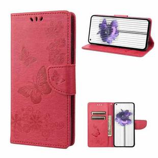 For Nothing Phone 1 Butterfly Embossed Horizontal Flip Leather Phone Case(Red)