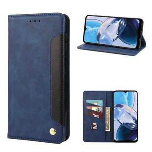 For Motorola Moto E22 / E22i Skin Feel Splicing Leather Phone Case(Blue)