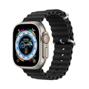 DUX DUCIS Sea Wave Silicone Watch Band For Apple Watch Series 8&7 45mm / SE 2&6&SE&5&4 44mm / 3&2&1 42mm(Black)