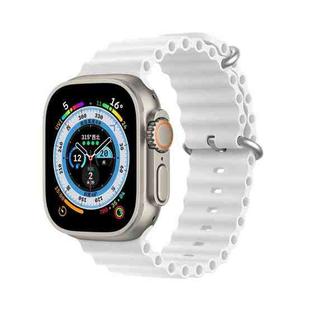 DUX DUCIS Sea Wave Silicone Watch Band For Apple Watch Series 8&7 45mm / SE 2&6&SE&5&4 44mm / 3&2&1 42mm(White)