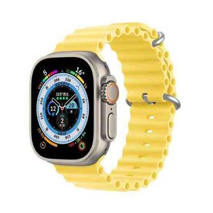 DUX DUCIS Sea Wave Silicone Watch Band For Apple Watch Series 8&7 45mm / SE 2&6&SE&5&4 44mm / 3&2&1 42mm(Yellow)