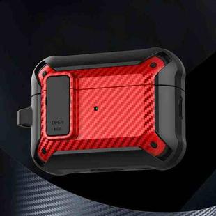 For AirPods Pro 2 Bumblebee Carbon Fiber Earphone Protective Case(Black Red)