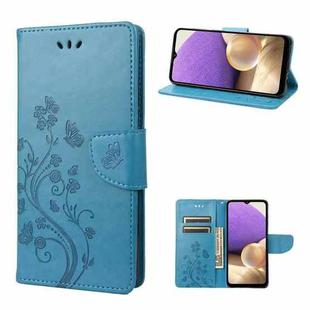For Samsung Galaxy A23e / A23s Butterfly Flower Pattern Flip Leather Phone Case(Blue)