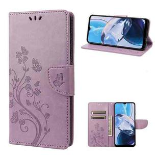 For Motorola Moto E22 / E22i Butterfly Flower Pattern Flip Leather Phone Case(Light Purple)