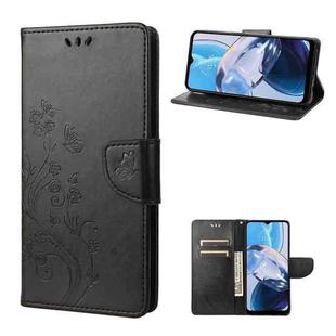 For Motorola Moto E22 / E22i Butterfly Flower Pattern Flip Leather Phone Case(Black)
