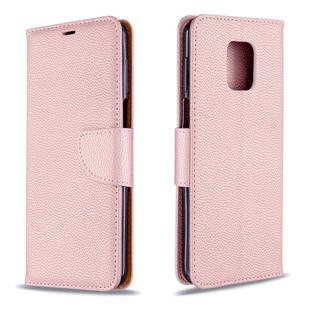 For Xiaomi Redmi Note 9S / Note 9 Pro / Note 9 Pro Max Litchi Texture  Pure Color Horizontal Flip PU Leather Case with Holder & Card Slots & Wallet & Lanyard(Rose Gold)