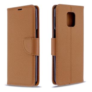 For Xiaomi Redmi Note 9S / Note 9 Pro / Note 9 Pro Max Litchi Texture  Pure Color Horizontal Flip PU Leather Case with Holder & Card Slots & Wallet & Lanyard(Brown)