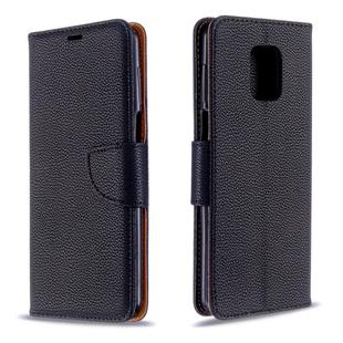 For Xiaomi Redmi Note 9S / Note 9 Pro / Note 9 Pro Max Litchi Texture  Pure Color Horizontal Flip PU Leather Case with Holder & Card Slots & Wallet & Lanyard(Black)