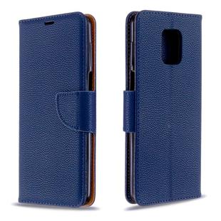 For Xiaomi Redmi Note 9S / Note 9 Pro / Note 9 Pro Max Litchi Texture  Pure Color Horizontal Flip PU Leather Case with Holder & Card Slots & Wallet & Lanyard(Dark Blue)