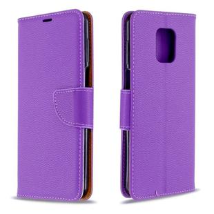 For Xiaomi Redmi Note 9S / Note 9 Pro / Note 9 Pro Max Litchi Texture  Pure Color Horizontal Flip PU Leather Case with Holder & Card Slots & Wallet & Lanyard(Purple)