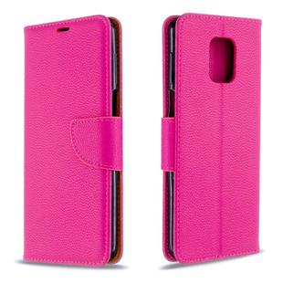 For Xiaomi Redmi Note 9S / Note 9 Pro / Note 9 Pro Max Litchi Texture  Pure Color Horizontal Flip PU Leather Case with Holder & Card Slots & Wallet & Lanyard(Rose Red)