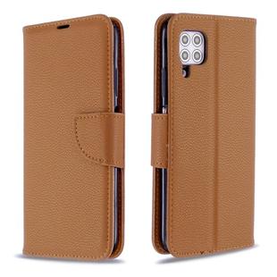 For Huawei P40 Lite Litchi Texture  Pure Color Horizontal Flip PU Leather Case with Holder & Card Slots & Wallet & Lanyard(Brown)