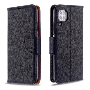 For Huawei P40 Lite Litchi Texture  Pure Color Horizontal Flip PU Leather Case with Holder & Card Slots & Wallet & Lanyard(Black)