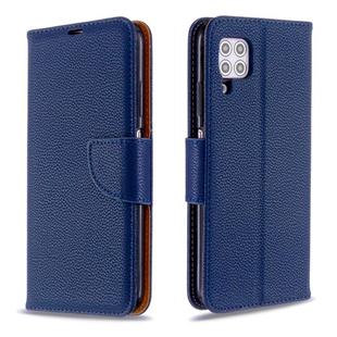 For Huawei P40 Lite Litchi Texture  Pure Color Horizontal Flip PU Leather Case with Holder & Card Slots & Wallet & Lanyard(Dark Blue)